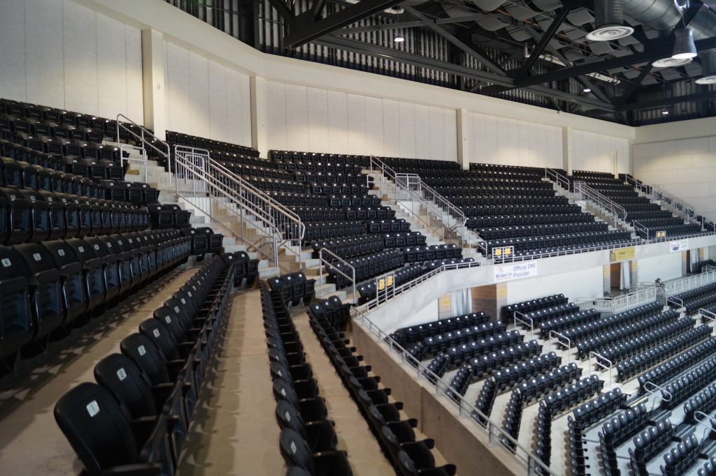 Stadium risers and seats at UMBC's basketball stadium