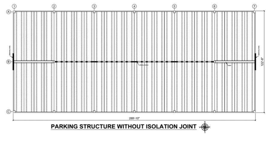 Parking Structure without isolation joint diagram