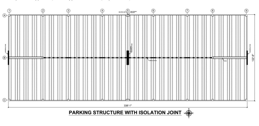Parking Structure with isolation joint diagram